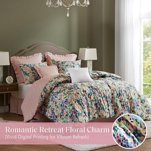 Comforter Set Cotton, Microfiber Reverse, Floral Reversible King Multicolor