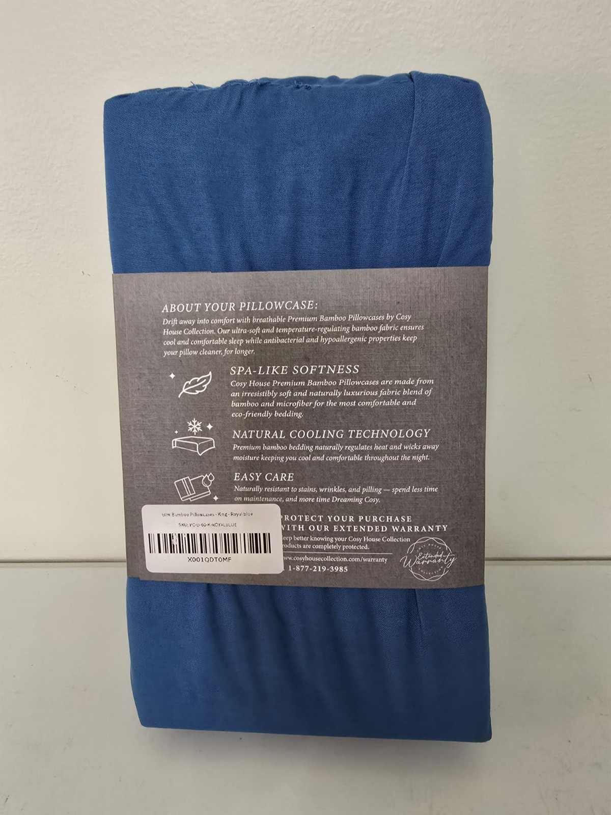 Cosy House Royal Blue Luxury Pillowcases 2 King Brand New Bamboo/Visco