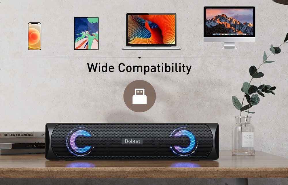 Computer Speaker Bluetooth Game Sound Bar Audio Wireless USB Wired HiFi Stereo
