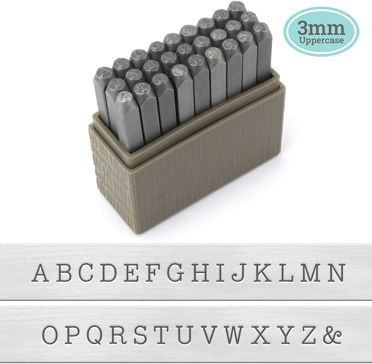 ImpressArt - Typewriter Font Metal Letter Stamps, 3mm Uppercase [Damaged box]