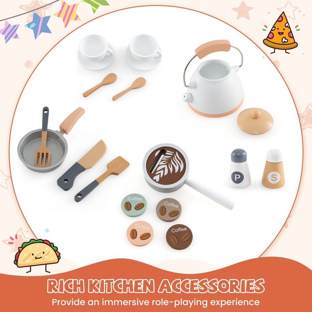 Corner Kitchen Playset w/ Coffee Machine Oven Microwave Washing Machine
