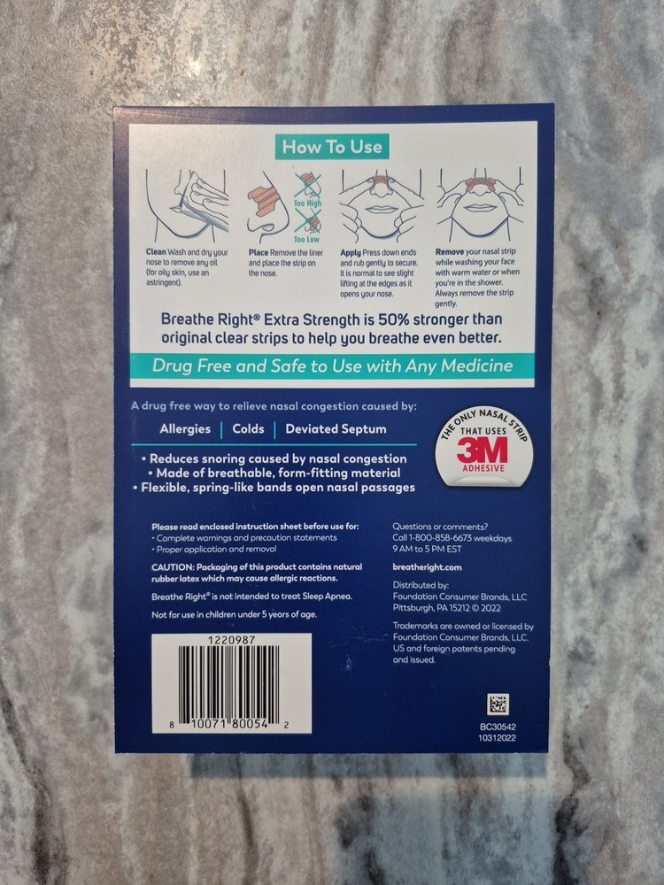 Breathe Right Extra Strength Nasal Strips 72 CLEAR Strips