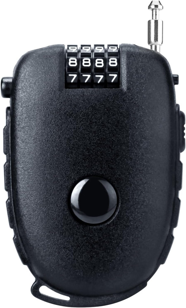 4-Digit Combination Motorcycle Helmet Lock with 27.5" Retractable Cable, Black