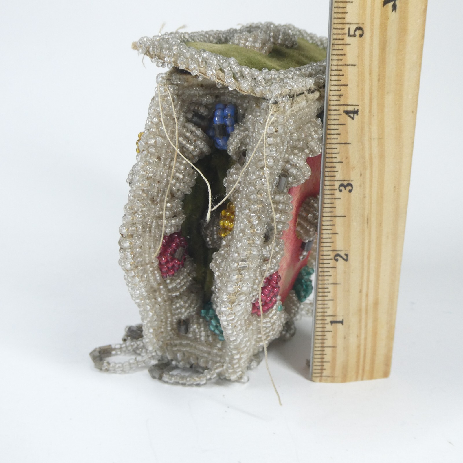 Beaded Purse Antique Iroquois? Fringed Beadwork Bag Whimsy AS IS