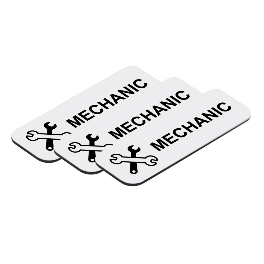 Mechanic 1 x 3" Name Tag/Badge, (3 Pack)