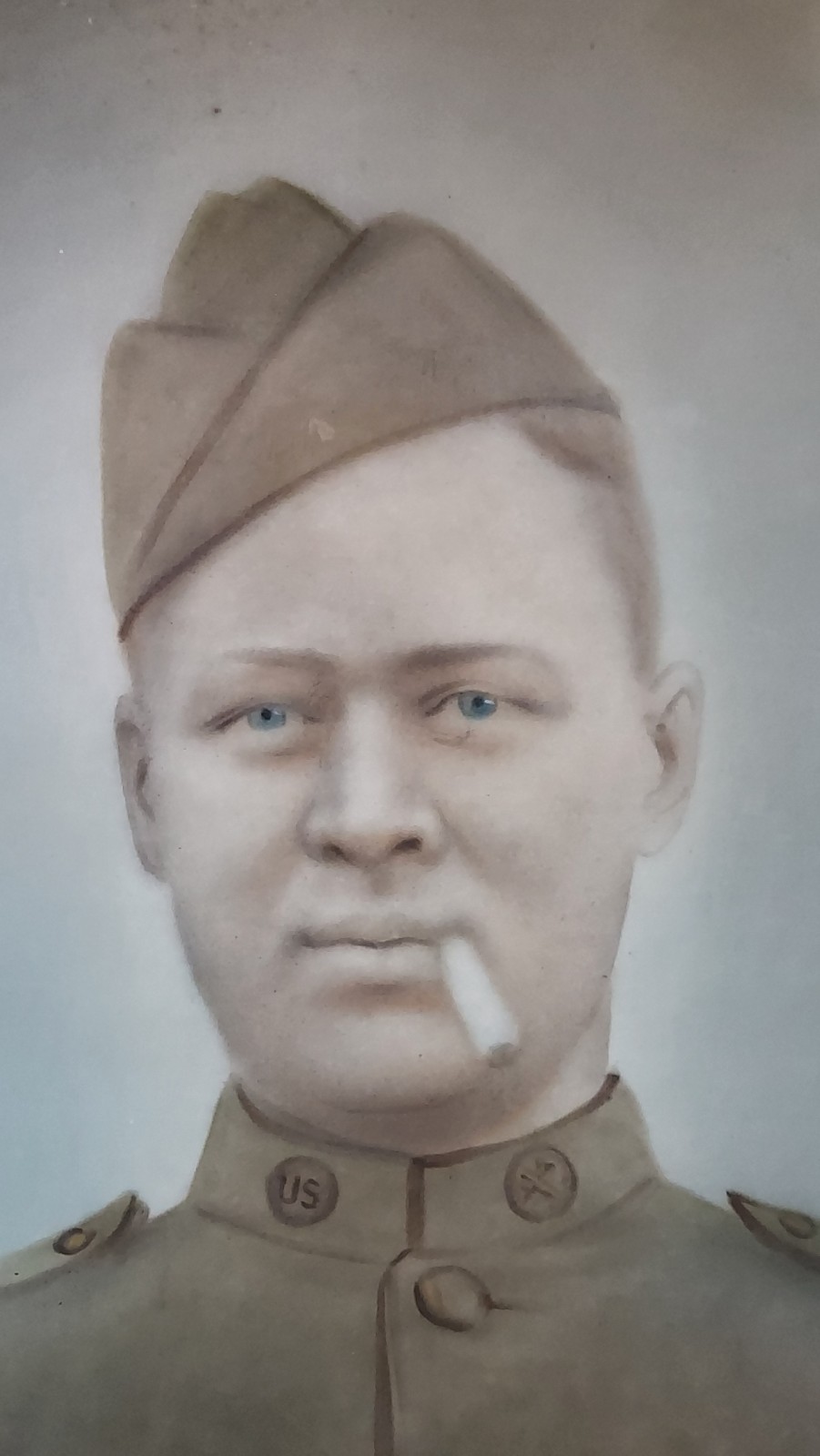 WWI Named Soldier Photo Dog Tags Convex Glass Military Frame