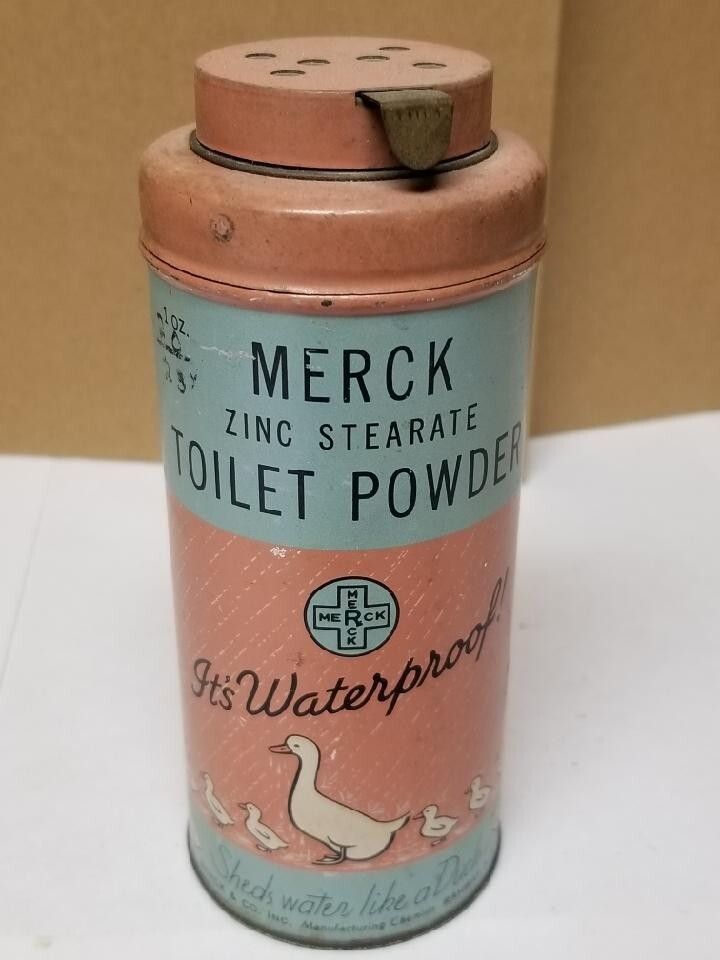 Vintage 5.5" Merck Toilet Powder Tin