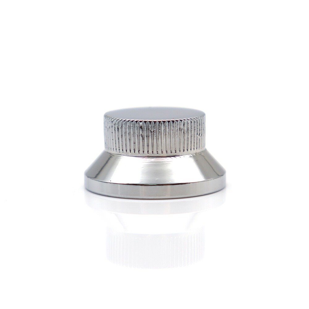2x Metal Hat Top Flat Top Guitar/Bass Push-in Control Volume Tone Knobs Silver
