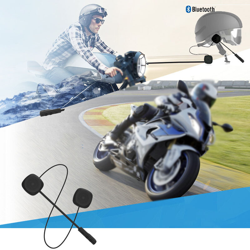 Helmet Motorcycle Motobike Intercom Bluetooth Headset Dual Earpieces Speaker Mic
