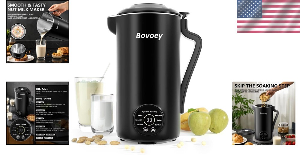 40oz Automatic Nut Milk Maker with Delay Timer & Self-Clean – Ideal for Families