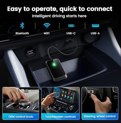 Wireless CarPlay Adapter: Wireless Conversion for iPhone – Plug-and-Play Black