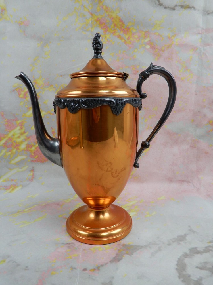 Vintage Sheridan Silver on Copper Coffee Pot