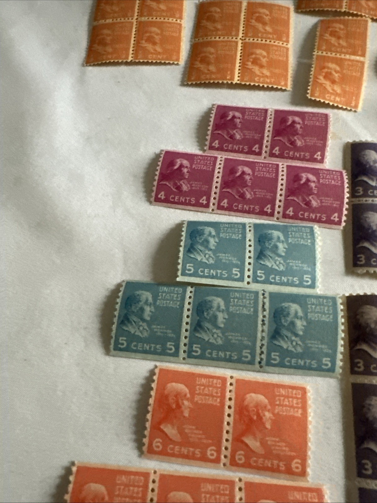 Lot Of US Stamps 1/2 Cent To 50 Cents Block Plate Unused