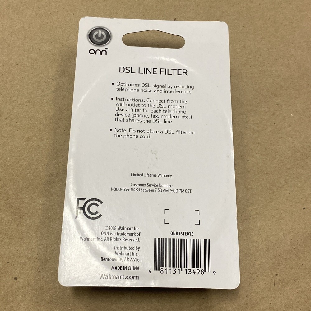 Onn DSL Line Filter Optimize ONB16TE015 White - SEALED NEW