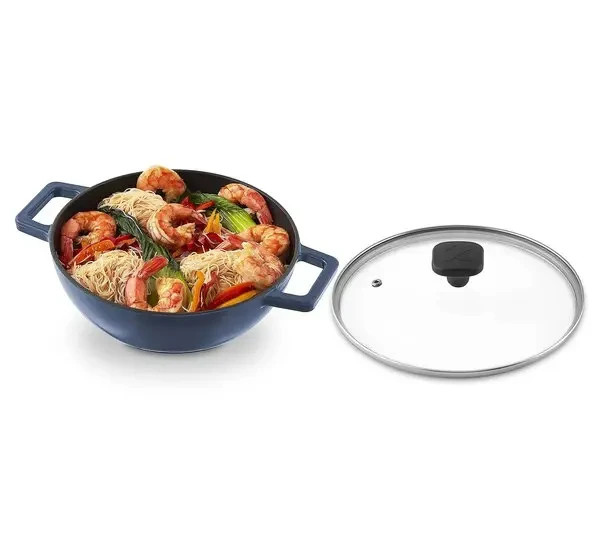 Zakarian by Dash Cast-Iron 9" Wok with glass lid - Hunter green