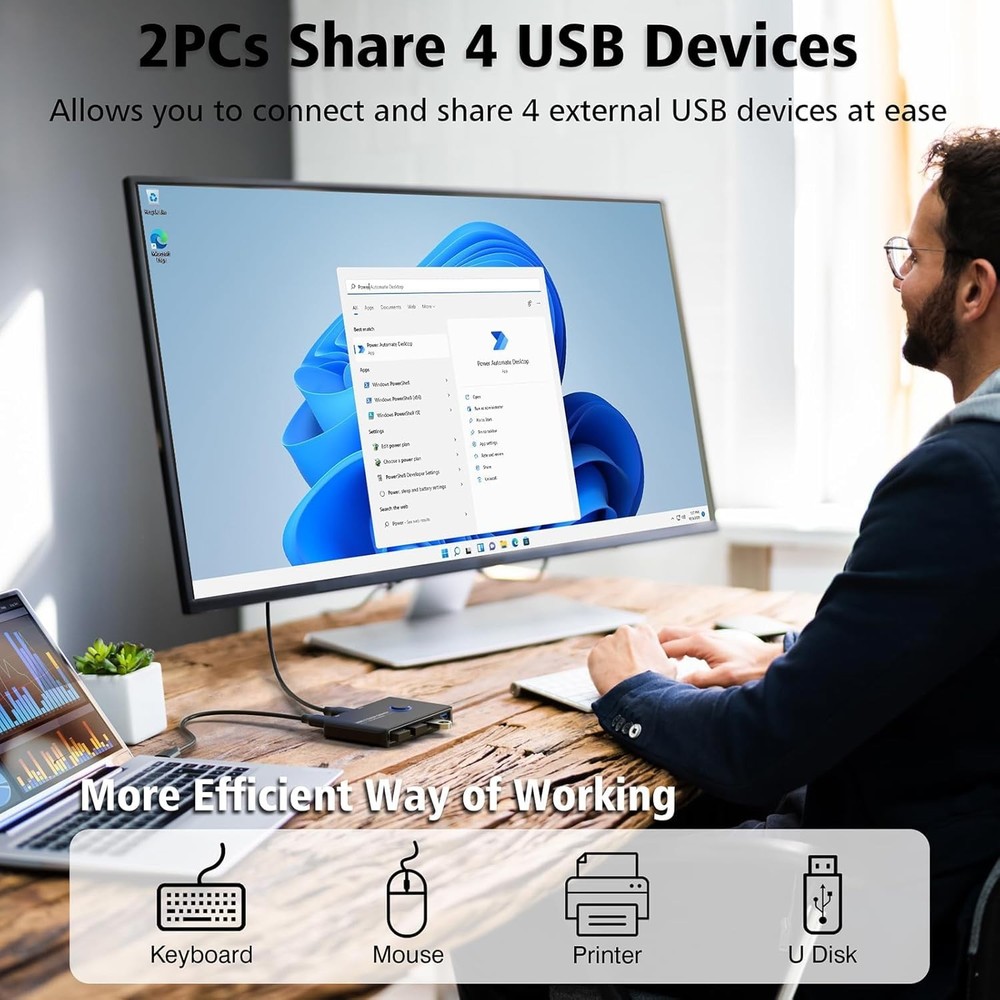 USB 3.0 Switch Selector for 2 Computers, USB Switcher Sharing 4 USB Devices Peri