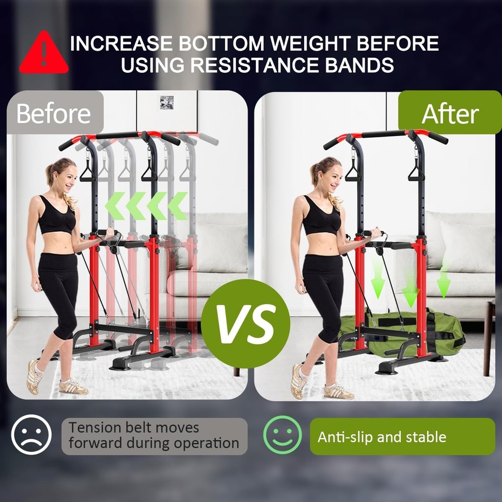 Power Tower Pull Up Bar,Pull-Up Rack Dip Station,Height Adjustable Multi-func...