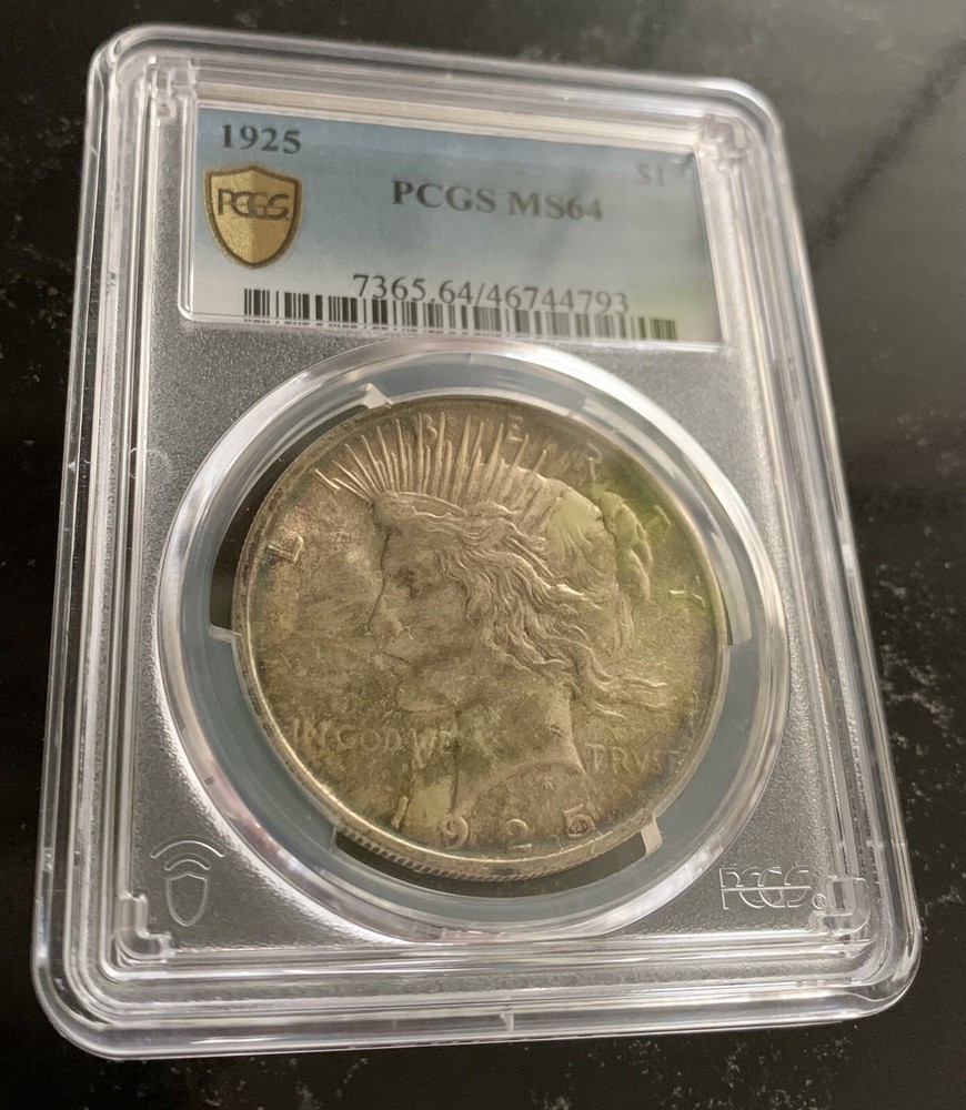 1925 PCGS/MS64 Monster Toned Peace Dollar