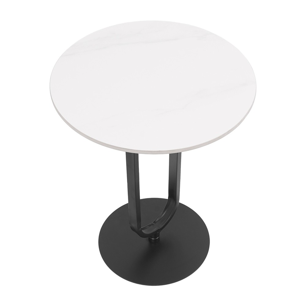 White+ Black Side Table Round Side Table Modern Coffee Table 21.65in Height