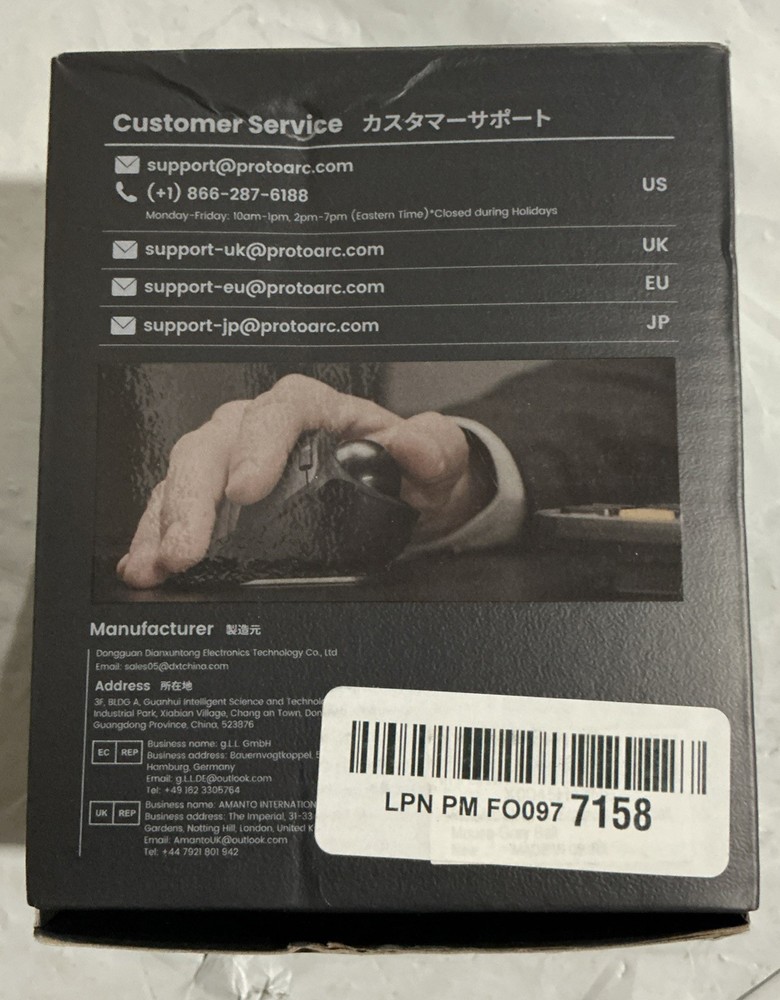 ProtoArc EM01 NL Ergonomic Wireless Trackball Mouse