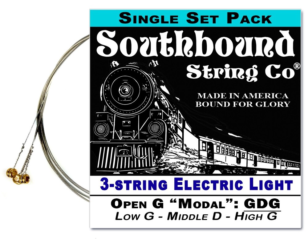 Cigar Box Guitar String Set: Electric Light 3-string Open GDG - Low/Middle/High