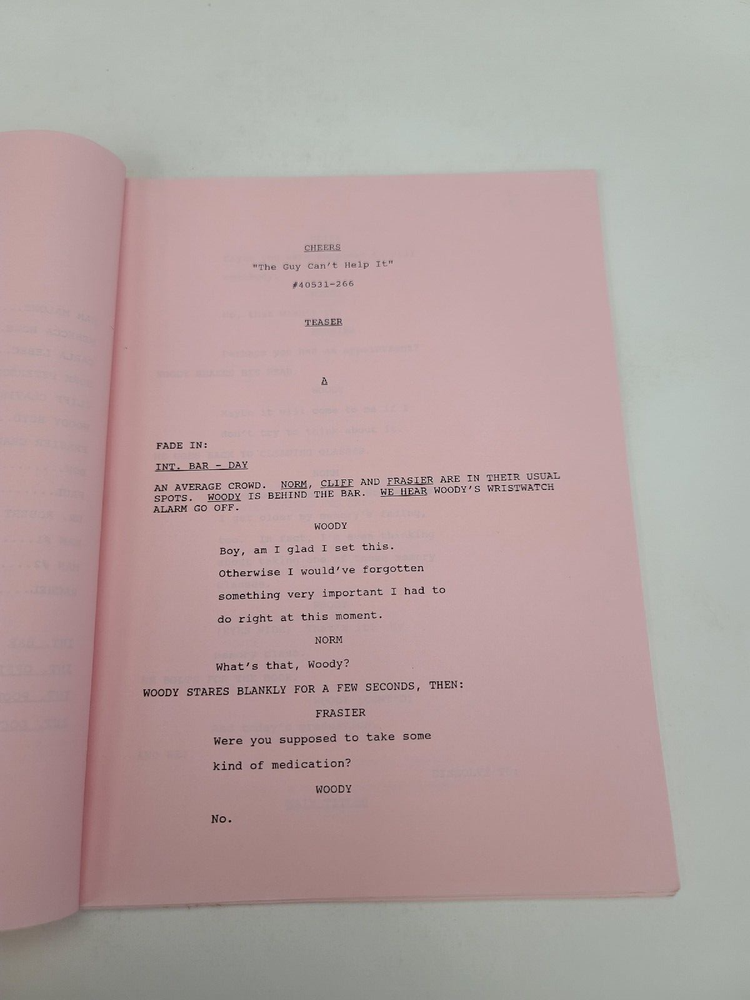 CHEERS / David Angell 1993 TV Script, Tom Berenger "The Guy Can't Help It"
