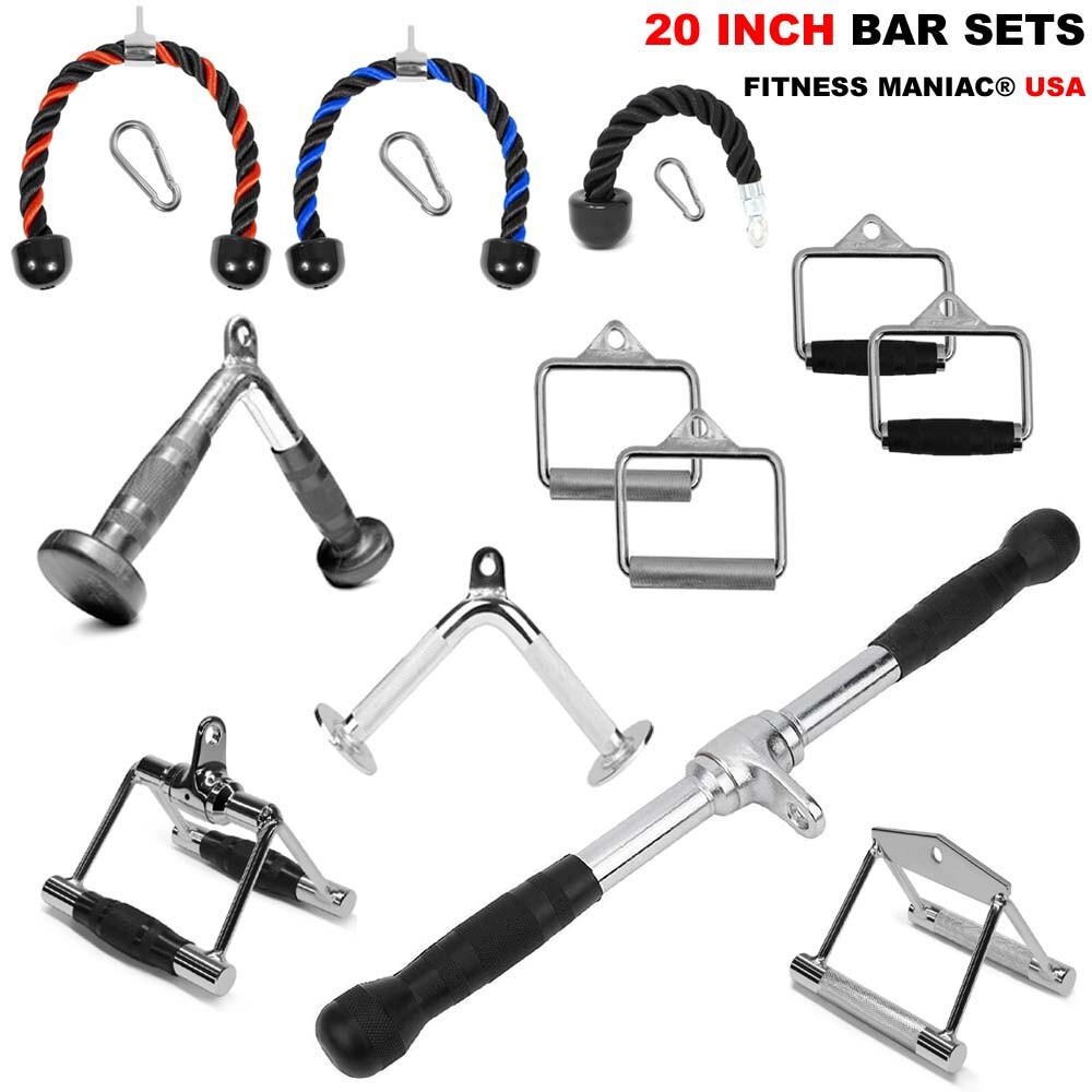 Home Gym Cable Attachment Handle Machine Strength Exercise Chrome Press Down Bar