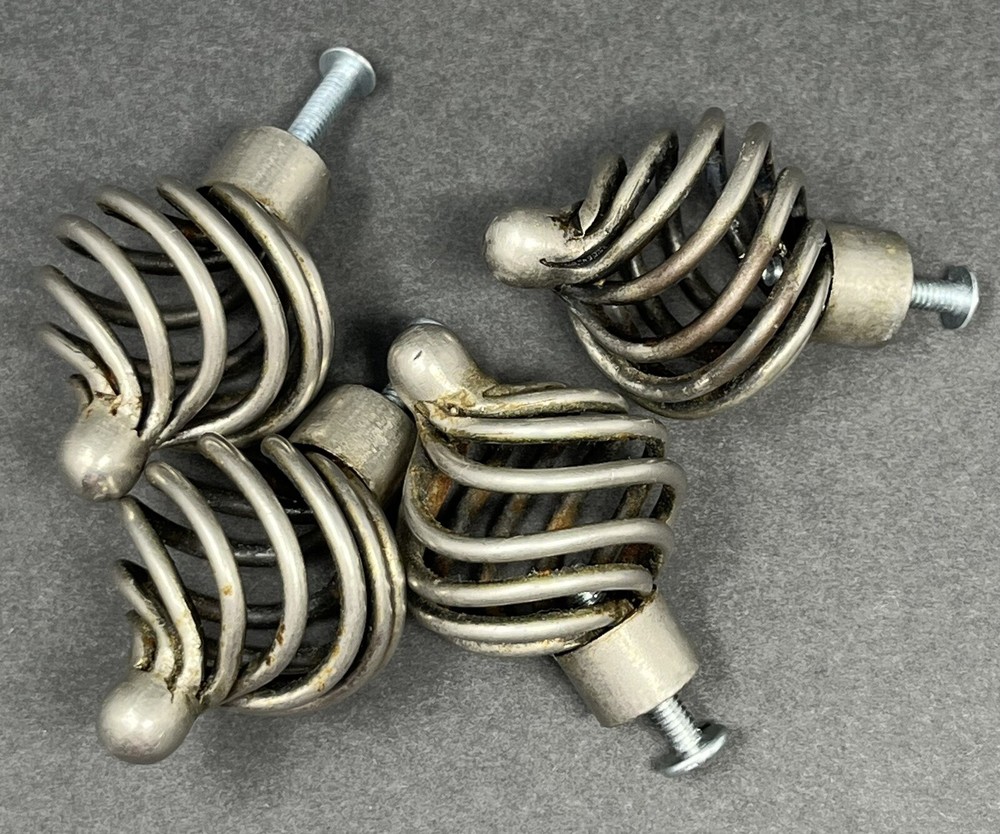 Spiral Metal Cabinet Drawer Pulls Knobs Set of 4 Used
