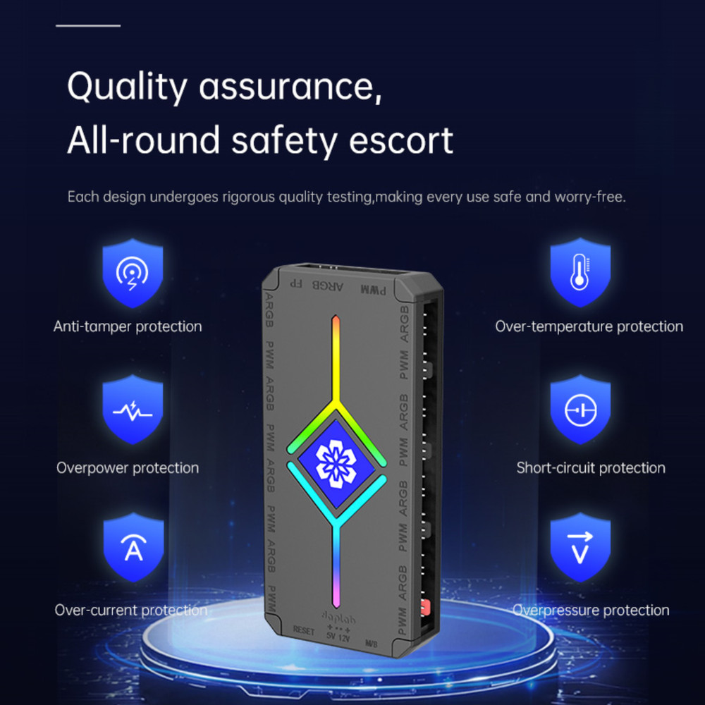 9 Port ARGB Controller with Remote & Sync Cable 3A Power for PC Fan Lighting