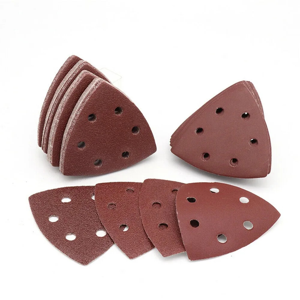20pcs Sandpaper Triangular Sanding Discs Hook And Loop Aluminum Oxide Pads 90mm