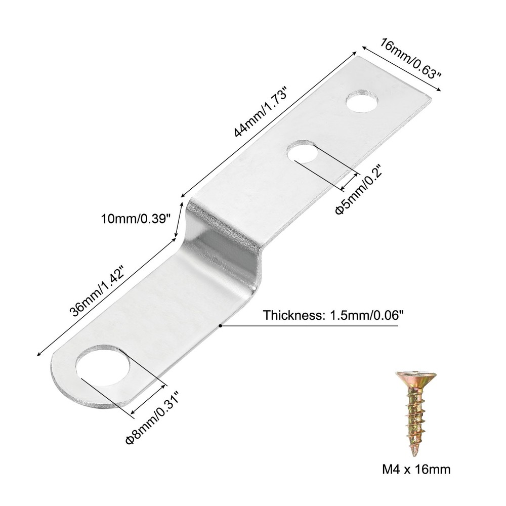 10pcs Z Shaped Angle Bracket, 0.4 Inch Silver Frame Bracket