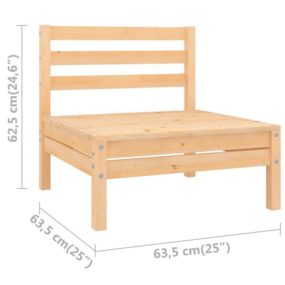 Middle Sofa Natural Pine Solid pine wood Medium Modular