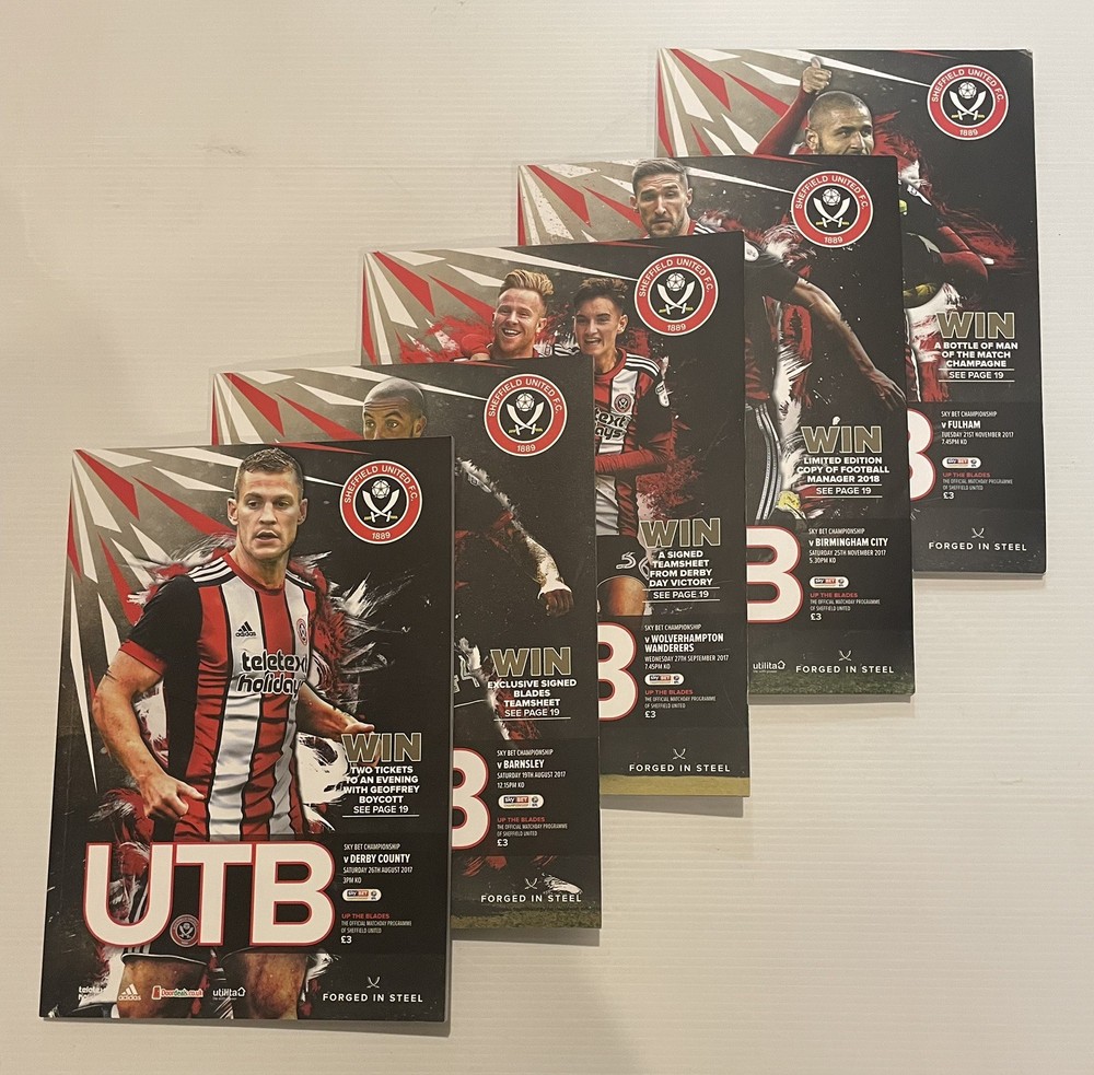 Sheffield United vs Barnsley Birmingham Fulham Derby 2017 Programmes Bundle