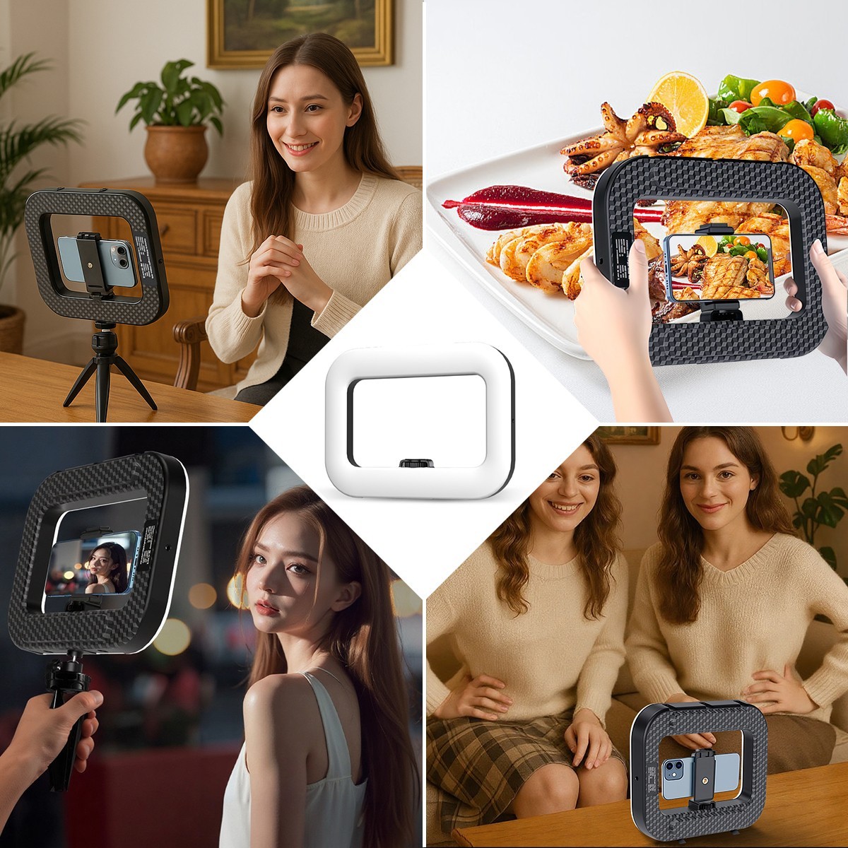 Handheld LED Ring Light Kit with Stand Dimmable 8500K for Makeup Phone Camera