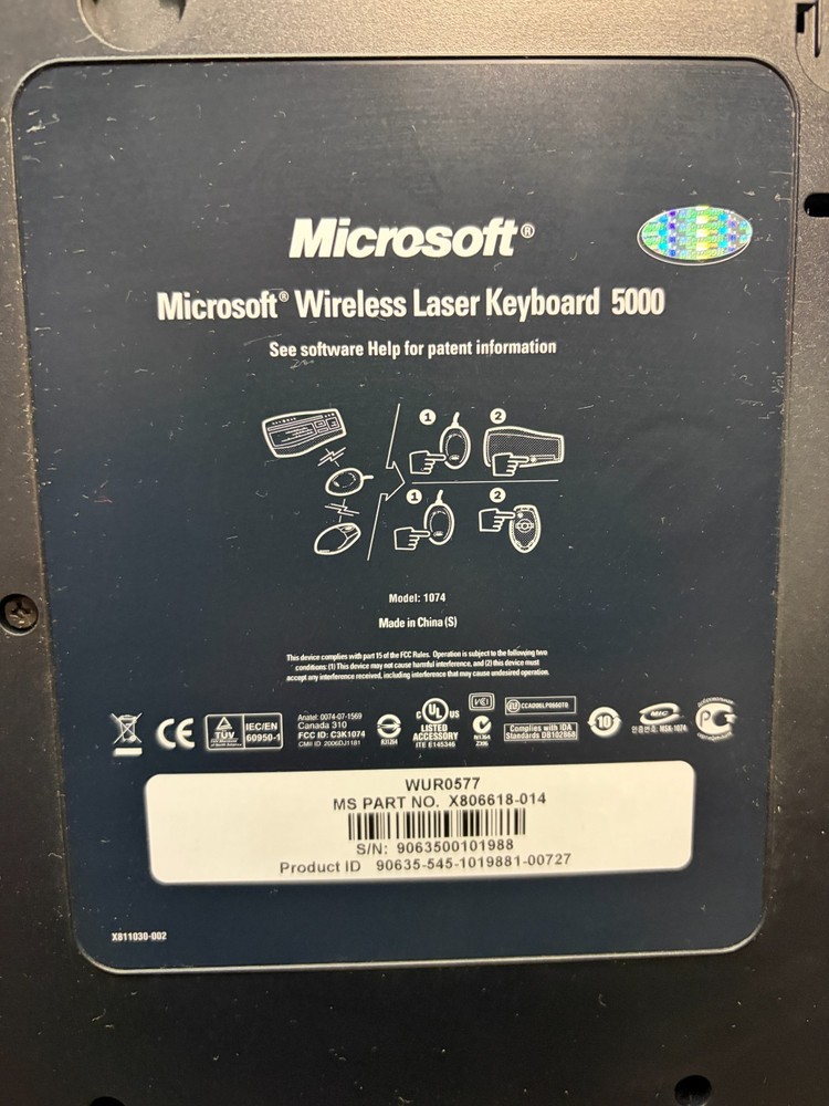 Microsoft Wireless Laser Keyboard 5000, Mouse, and USB Receiver 3.1