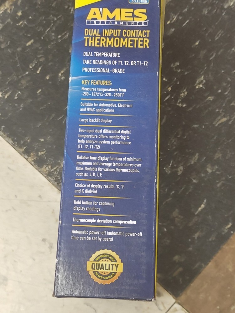 Ames DTT-1372 Dual Input Contact Thermometer Temperature Measurement Testing