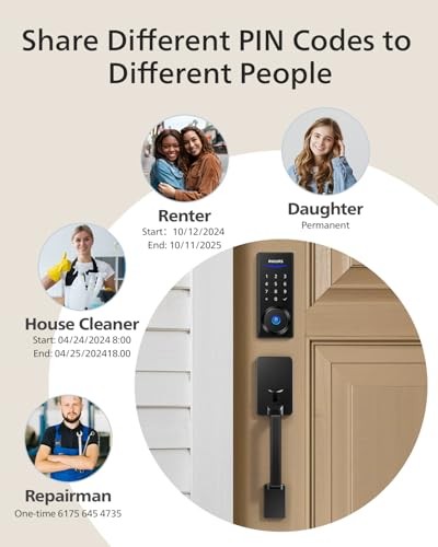 Wi-Fi Smart Lock with Handle, Keyless Entry Keypad Door Lock Lock + Handle