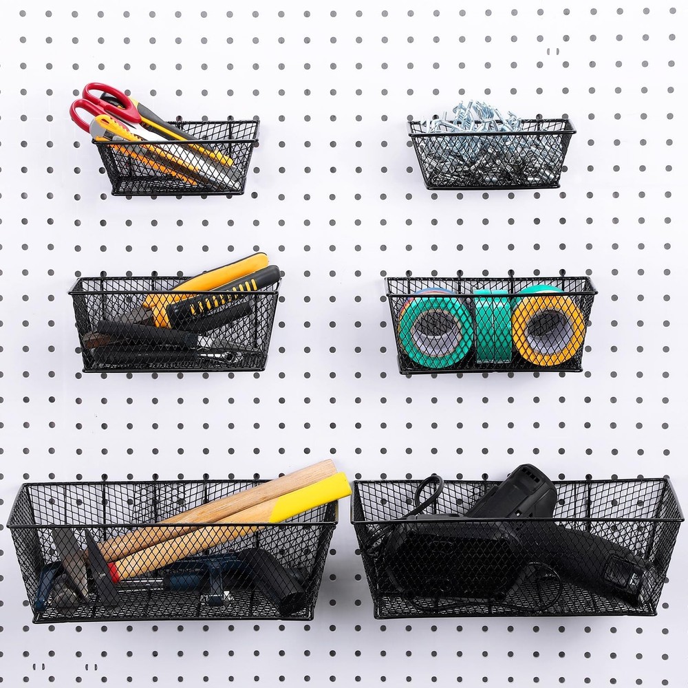 Pegboard Baskets Wall Mount Wire Peg Board Baskets 3 Sizes Pegboard Accessori...