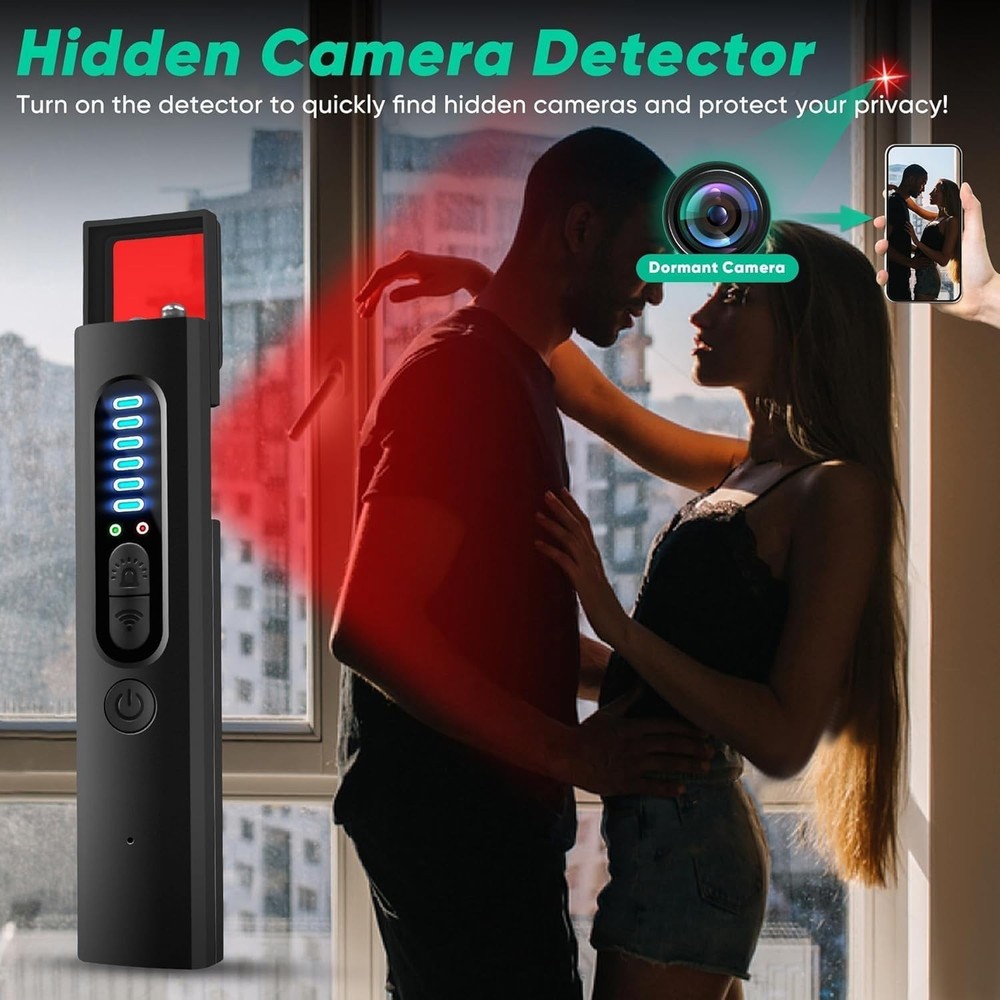 Hidden Camera Bug Detector AntiSpy Finder GPS Tracking Device Hotel Black