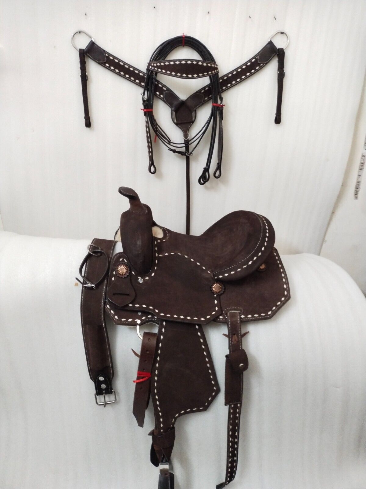 Best Quality Western Leather Barrel Rough Out Saddle With Free Tack Set Size-15"