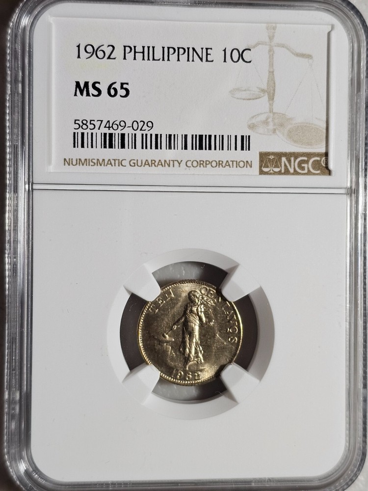 Philippines 10 Centavos 1962 NGC MS 65
