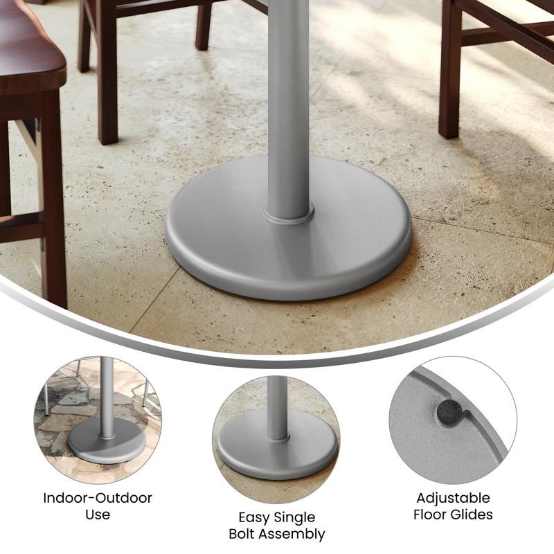 18'' Round Restaurant Table Base with 3'' Dia. Table Height Column in Silver