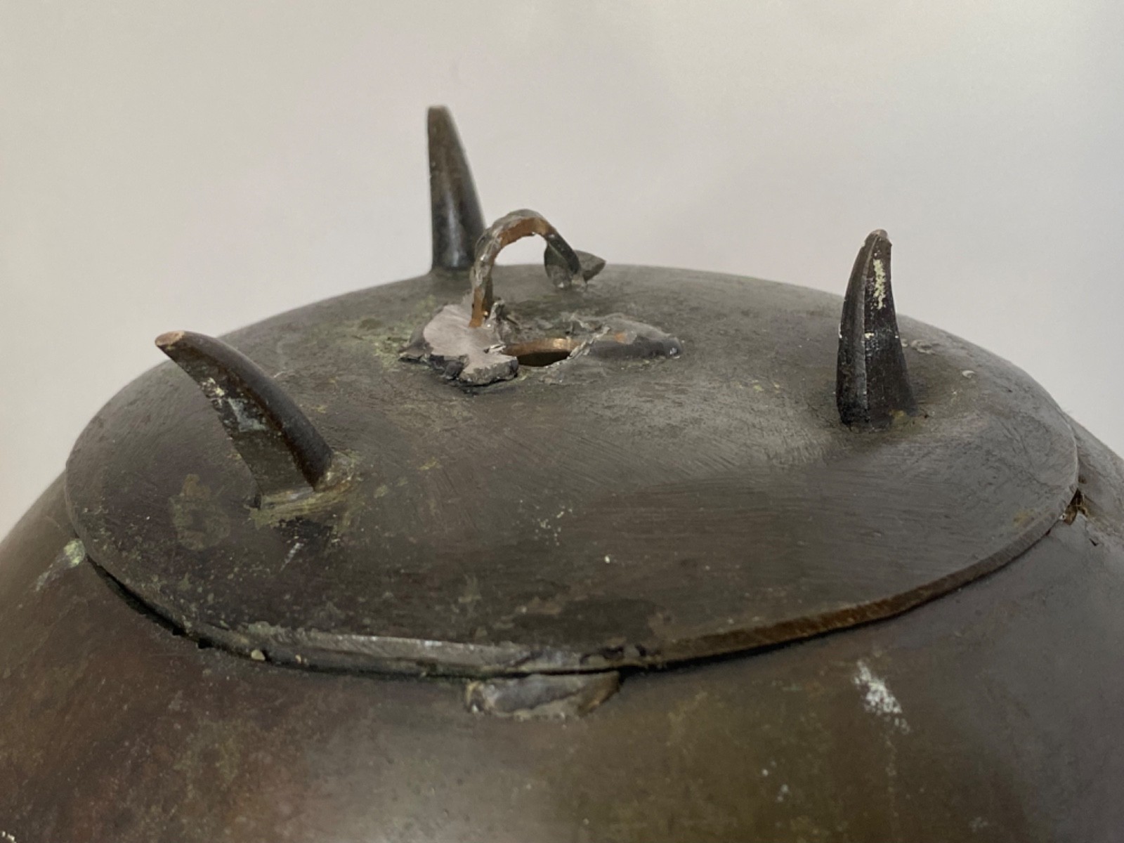 Antique Chinese Qing Dynasty Openwork Bronze with Dragon & Clouds 9” 4lbs c.1900