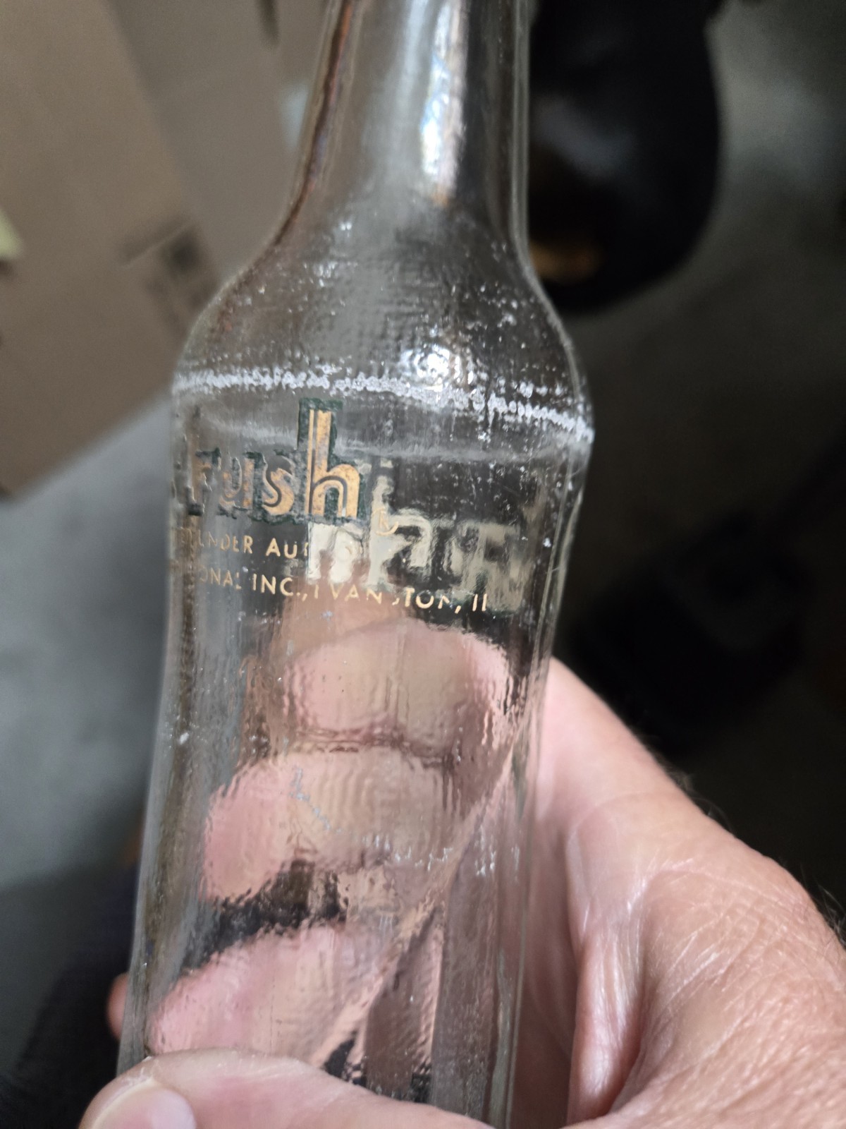 1967 10 Oz Crush Soda Bottle. Evanston Illinois. Fair Condition.