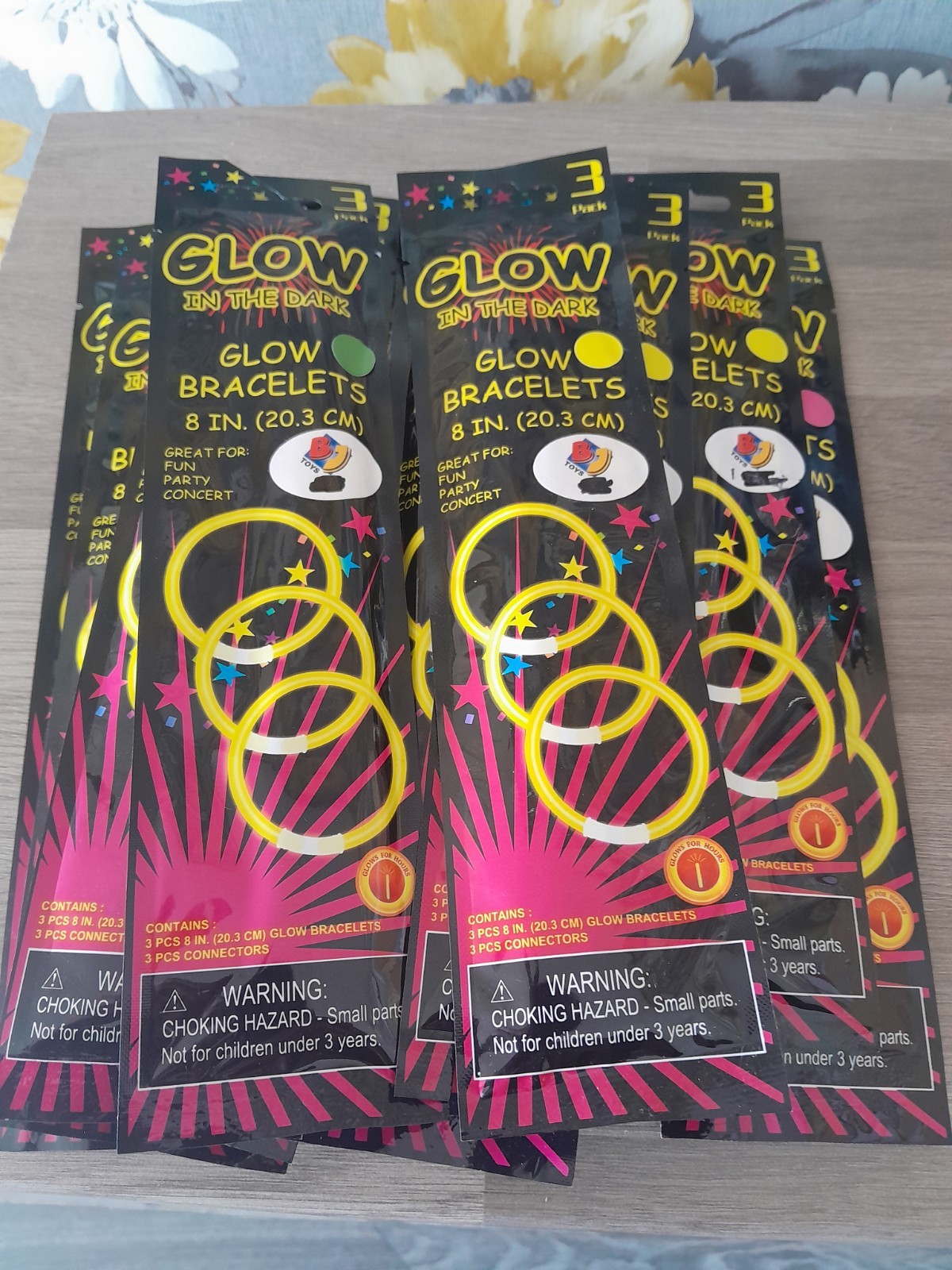 BARGAIN (Bundle of 15) 3 Pack Glow In The Dark Glow Braclets