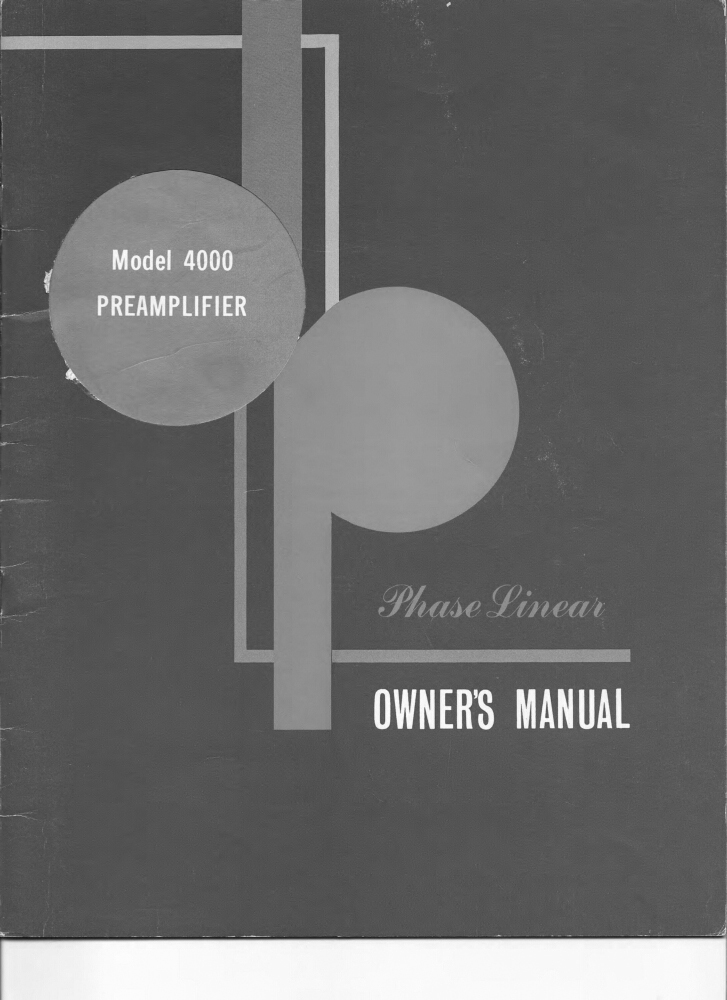 Phase Linear 4000 Amplifier Owners Manual