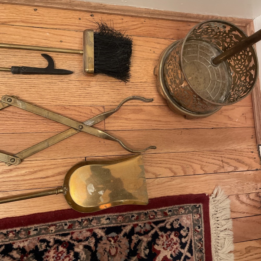 Brass Fireplace Tool Set Five Pieces