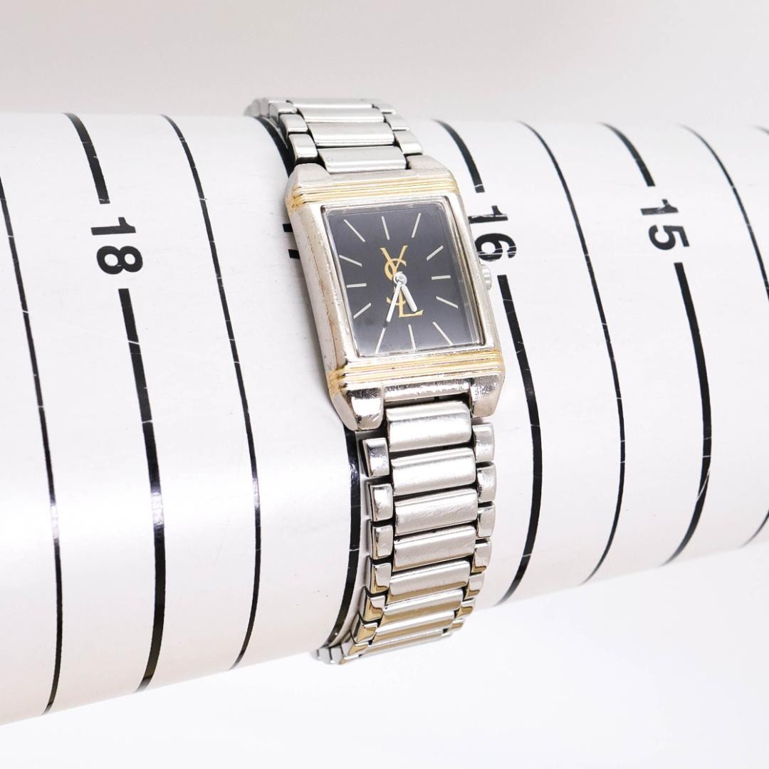 Yves Saint Laurent 2528 Wristwatch Vintage Black Dial Leather Band Timepiece