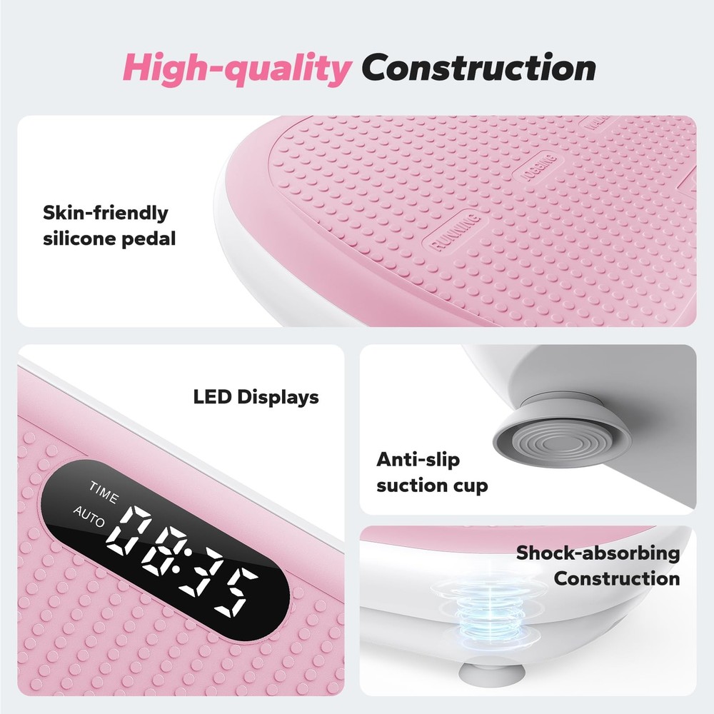MERACH Vibration Plate Exercise Machine 440 Lb Capacity, Bluetooth, Pink
