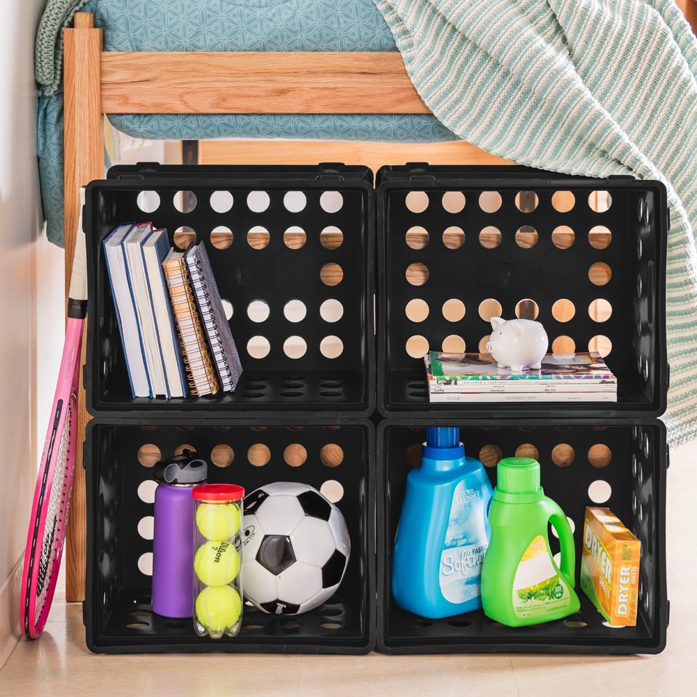 Sterilite Versatile Plastic File Crate with Handles Letter File Storage Black
